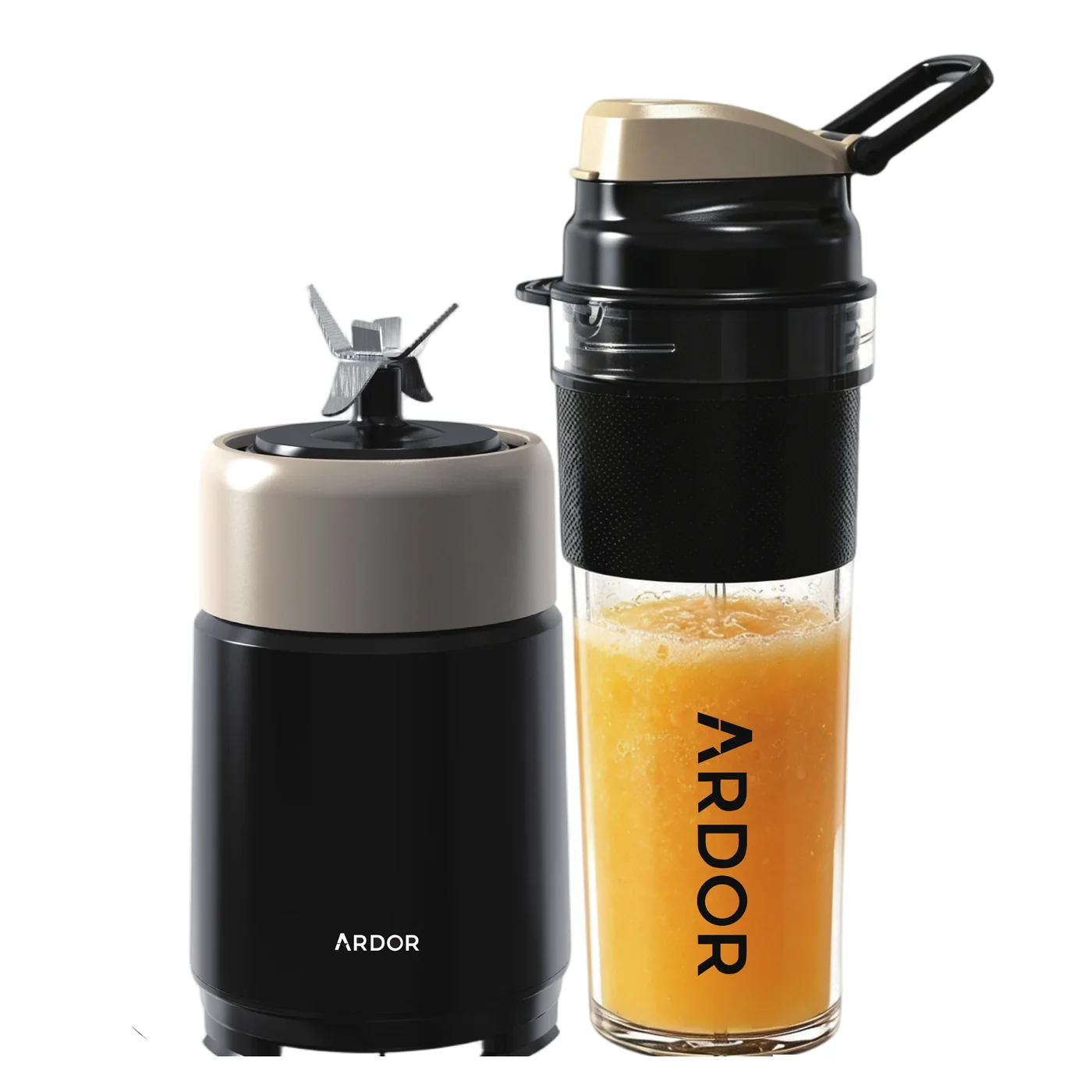 Ardor Blenza automatic juice blender with its carry bottle